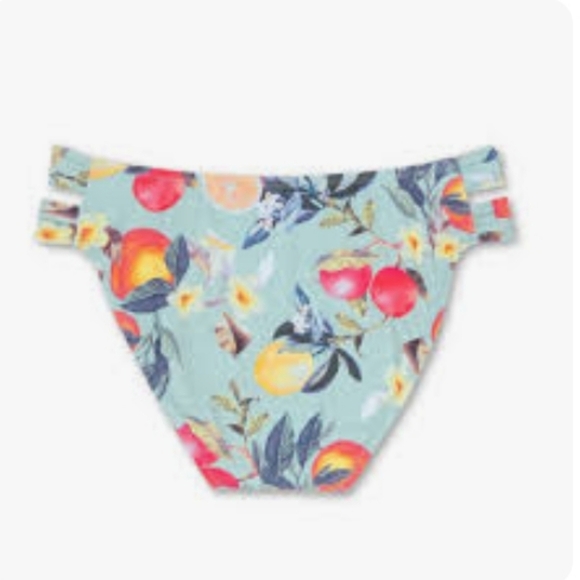 Kona Sol Soft Ruffle Bralette & Double tab Hipster Bikini Floral Fruit Print M - Picture 8 of 14